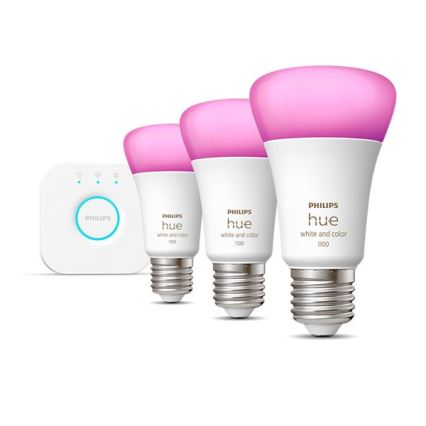 Set base Philips Hue WHITE AND COLOR AMBIANCE 3xE27/9W/230V 2000-6500K + dispositivo di interconnessione