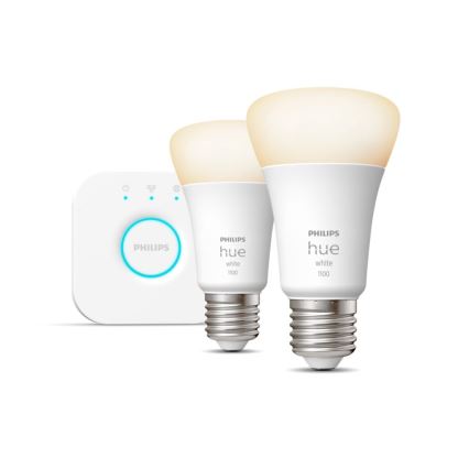 Set base Philips Hue WHITE 2xE27/9,5W 2700K + dispositivo di interconnessione