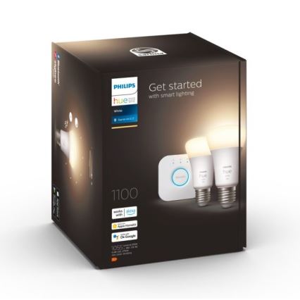 Set base Philips Hue WHITE 2xE27/9,5W 2700K + dispositivo di interconnessione