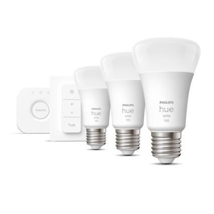 Set base Philips Hue WHITE 3xE27/9,5W 2700K + dispositivo di interconnessione