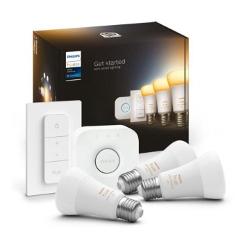 Set base Philips Hue White Ambiance 3xE27/11W 2200-6500K + dispositivo di collegamento e telecomando
