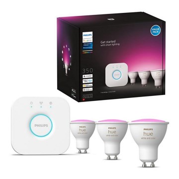 Set base Philips Hue WHITE AND COLOR AMBIANCE 3xGU10/5,7W/230V 2000-6500K + dispositivo di collegamento