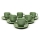 Set caffè 6 tazze in ceramica Mash con piattino verde
