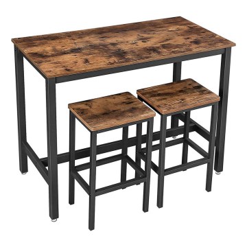 Set composto da tavolo da bar e 2 sgabelli BARTIS, marrone/nero