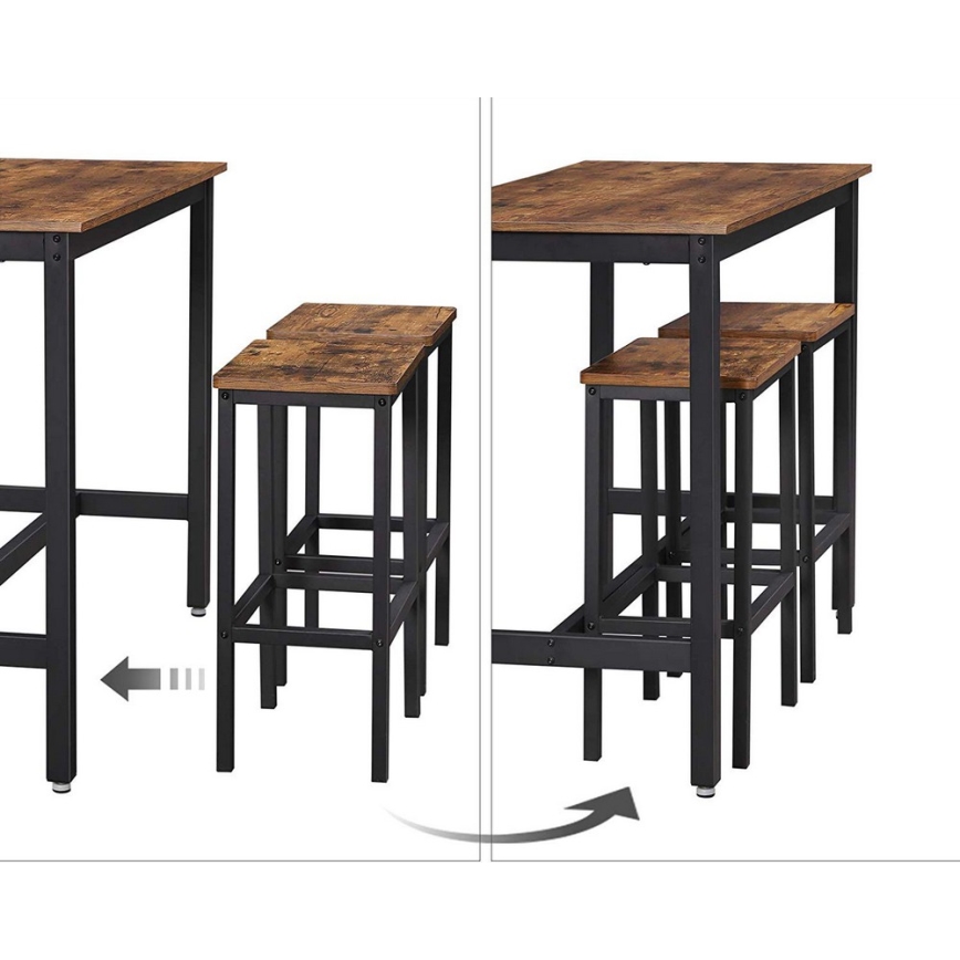 Set composto da tavolo da bar e 2 sgabelli BARTIS, marrone/nero