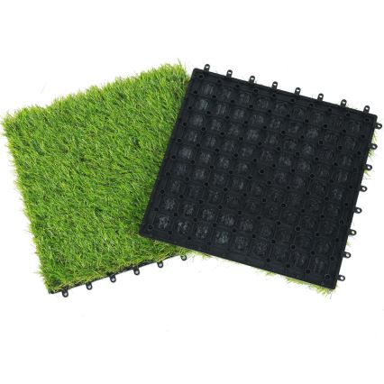 Set da 11 pezzi di erba sintetica 30x30 cm, altezza delle fibre 20 mm, verde