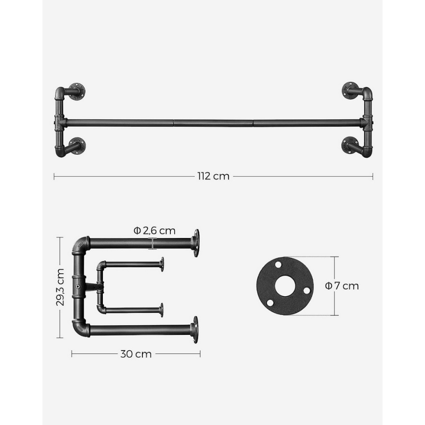 Set da 2 appendiabiti da parete per grucce LINEA, nero
