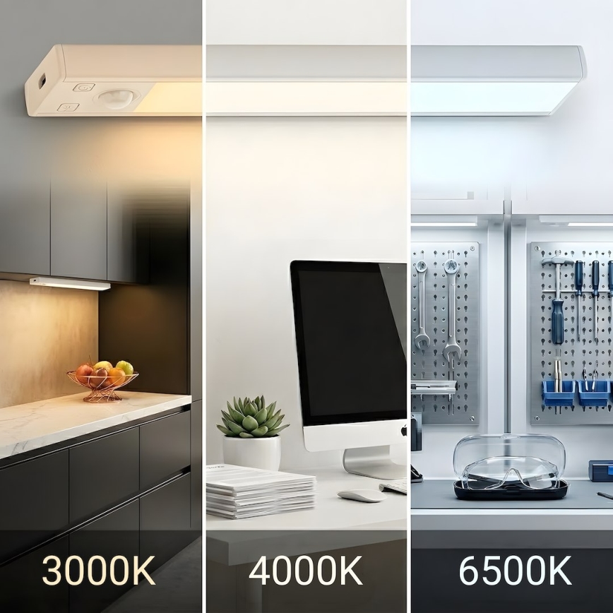 Set da 2 luci LED ricaricabili per mobili con sensore di movimento e crepuscolare VIRO LED/1W/3,7V 800 mAh 3000/4000/6500K 20 cm bianco
