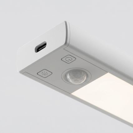 Set da 2 luci LED ricaricabili per mobili con sensore di movimento e crepuscolare VIRO LED/1W/3,7V 800 mAh 3000/4000/6500K 20 cm bianco