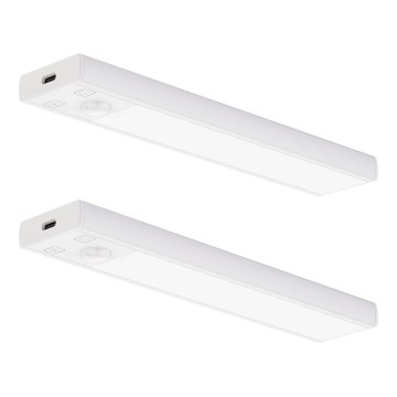 Set da 2 lampade ricaricabili a LED per mobili con sensore di movimento e sensore crepuscolare VIRO LED/1W/3,7V 800 mAh 3000/4000/6500K 20 cm bianco