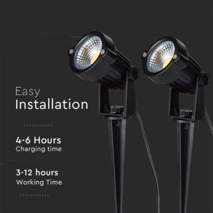 Set da 2 lampade solari da esterno LED 2xLED/1,2W/3,7V IP65 3000K 4000 mAh