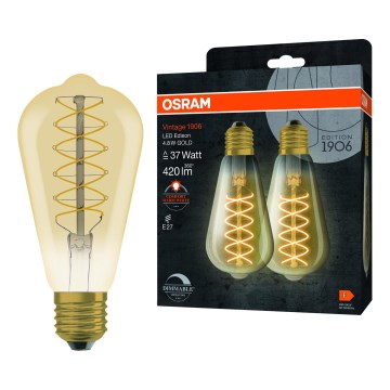 Set da 2 lampadine LED dimmerabili VINTAGE FILAMENT E27/4,8W/230V 2200K - Osram