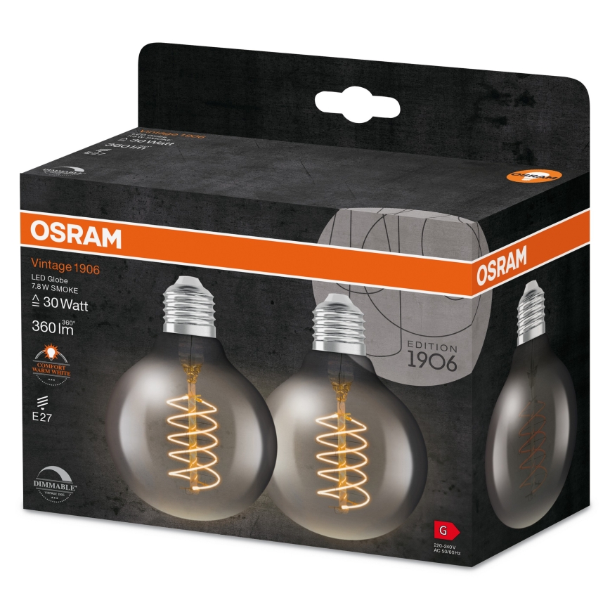 Set da 2 lampadine LED dimmerabili Vintage Filament E27/7,8W/230V 1800K - Osram