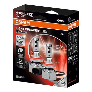 Set da 2 lampadine LED per auto NIGHT BREAKER SMART H16 PGJ19-3/4W/12V 6000K - Osram