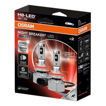 Set da 2 lampadine LED per auto NIGHT BREAKER SMART H8 PGJ19-1/7W/12V 6000K - Osram