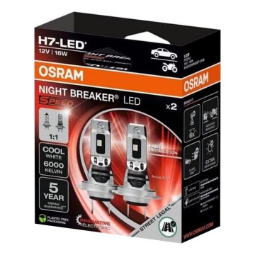 Set da 2 lampadine LED per auto NIGHT BREAKER SPEED H7 PX26d/16W/12V 6000K - Osram
