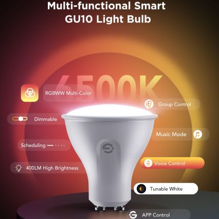 Confezione da 2 lampadine LED RGBWW dimmerabili MATTER GU10/4,8W/230V 2700-6500K Wi-Fi - Govee