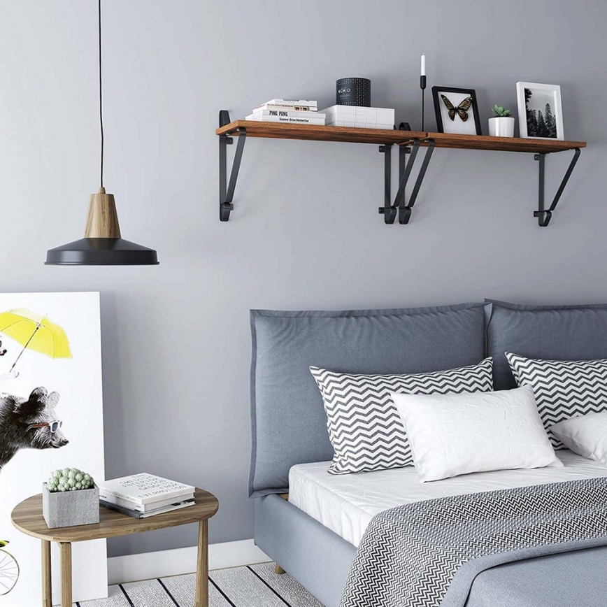 Set da 2 mensole a parete SHELFY, marrone/nero