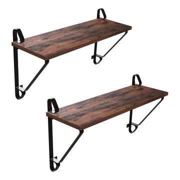 Set da 2 mensole da parete SHELFY marrone/nero