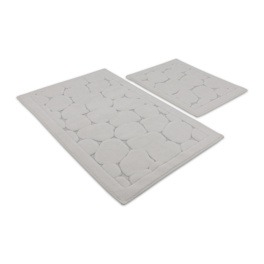 Set da 2 tappeti da bagno LINO 60 x 100 cm crema