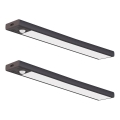 Set da 2x lampade LED ricaricabili per mobili con sensore di movimento e sensore crepuscolare VIRO LED/1,2W/3,7V 800 mAh 3000/4000/6500K 30 cm nero