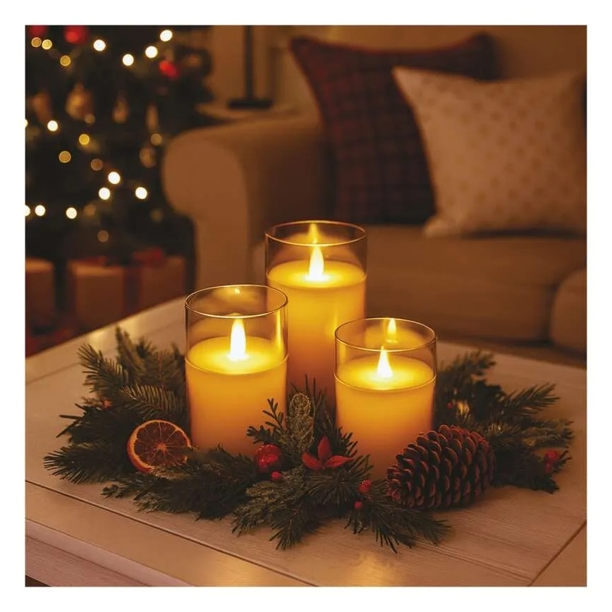 Set da 3 candele LED/6xAA