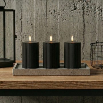 Set da 3 candele LED BRILLO, LED/2xAA, 12,5 cm, nero + telecomando