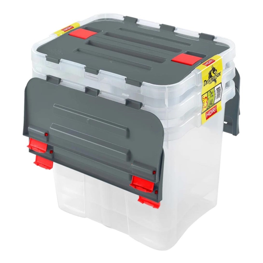 Set da 3 contenitori DRAGON 24 l grigio/trasparente
