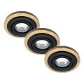 Set da 3 faretti da incasso TOBBY 1xGU10/20W/230V Ø 11,5 cm rovere/nero