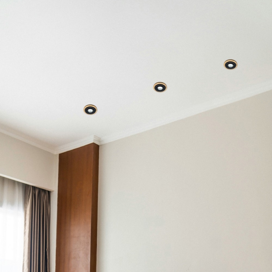 Set da 3 faretti da incasso TOBBY 1xGU10/20W/230V Ø 11,5 cm rovere/nero