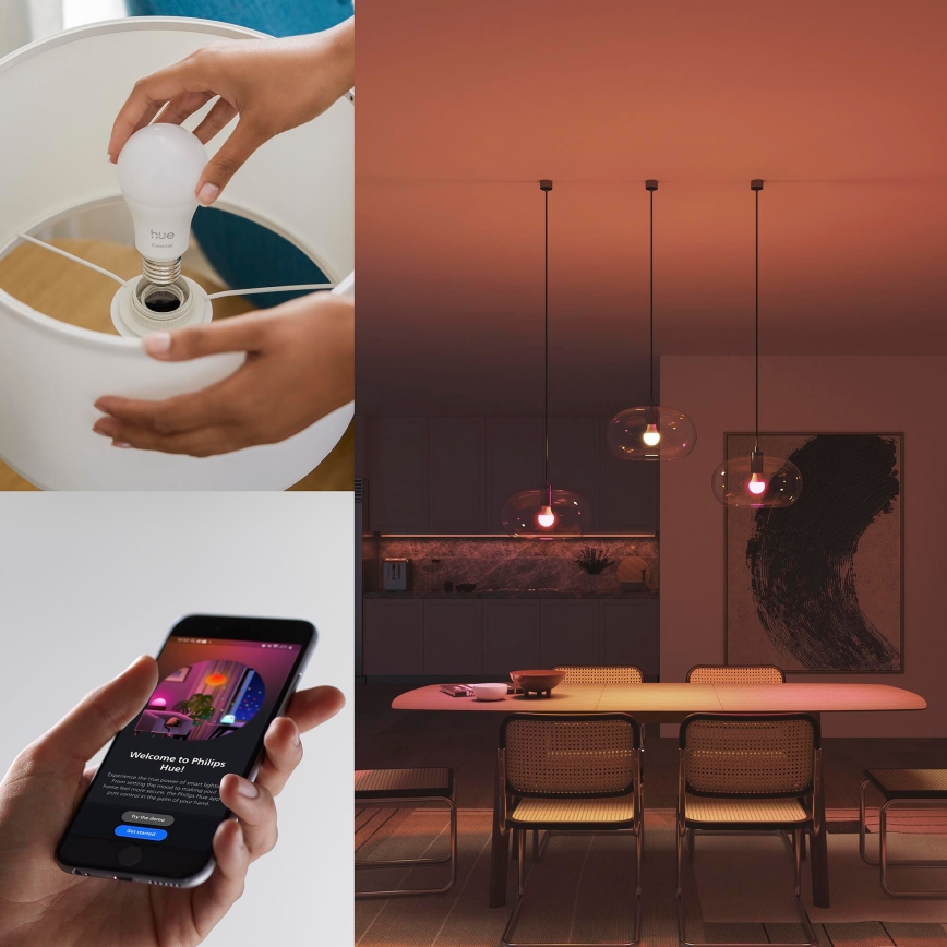 Set da 3 lampadine LED dimmerabili Philips Hue White And Color Ambiance Essential E27/8W/230V 2200-6500K