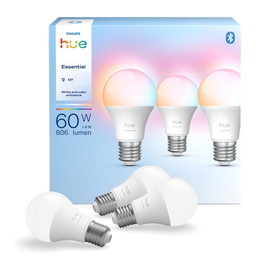 Set da 3 lampadine LED dimmerabili Philips Hue White And Color Ambiance Essential E27/8W/230V 2200-6500K