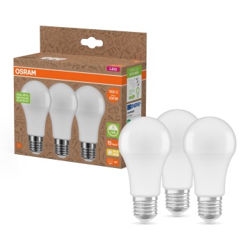 Set da 3 lampadine LED in plastica riciclata A100 E27/14W/230V 2700K - Osram