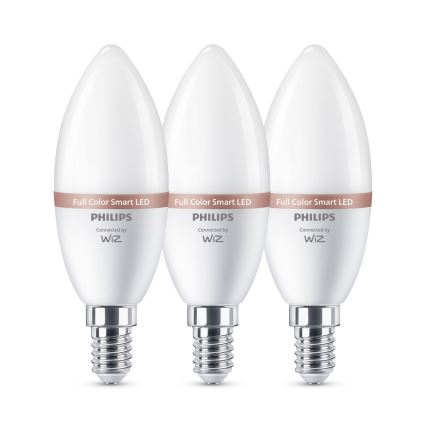 Set da 3 lampadine LED RGB dimmerabili Philips SMART C37 E14/4,9W/230V 2200-6500K CRI 90