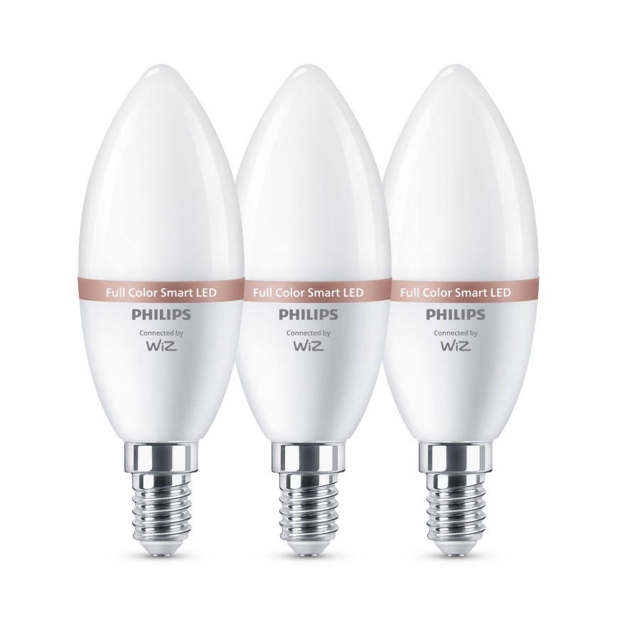 Set da 3 lampadine LED RGB dimmerabili Philips SMART C37 E14/4,9W/230V 2200-6500K CRI 90