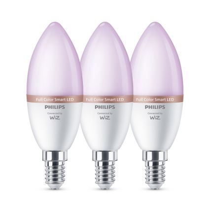 Set da 3 lampadine LED RGB dimmerabili Philips SMART C37 E14/4,9W/230V 2200-6500K CRI 90