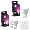 Set da 3 lampadine LED RGBW dimmerabili Philips Hue WHITE AND COLOR AMBIANCE GU10/4,2W/230V 2000-6500K + Hue Bridge