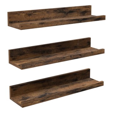 Set da 3 mensole da parete SHELFY 38x5x10 cm marrone