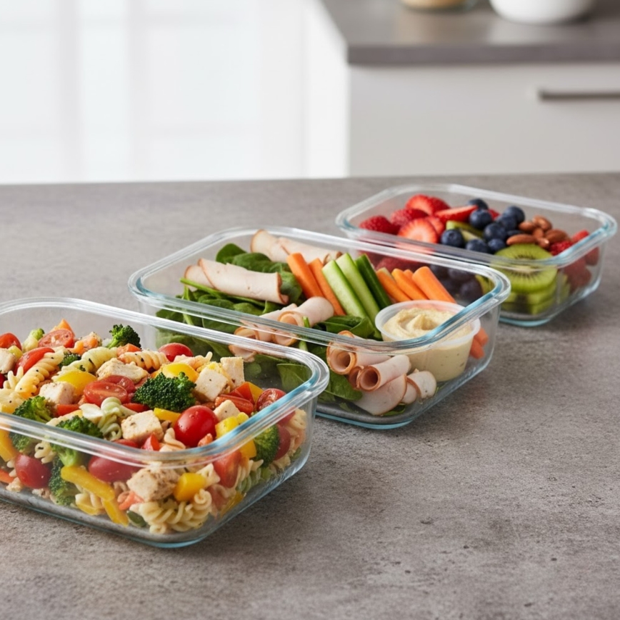 Set da 4 contenitori per alimenti trasparenti/menta