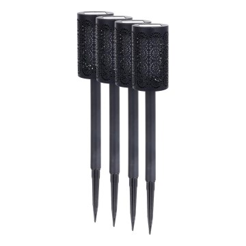 Set da 4 lampade solari a LED DECOR, 1,2V 150 mAh, 3000K, 39 cm, IP44, nero