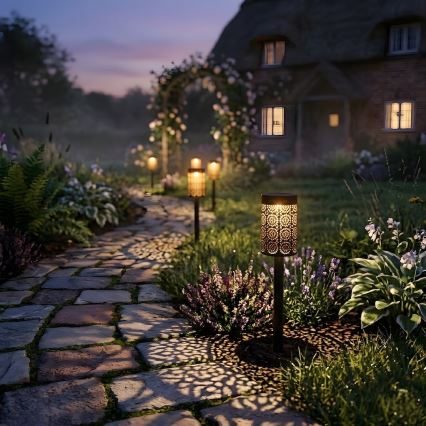Set da 4 lampade solari a LED DECOR, 1,2V 150 mAh, 3000K, 39 cm, IP44, nero