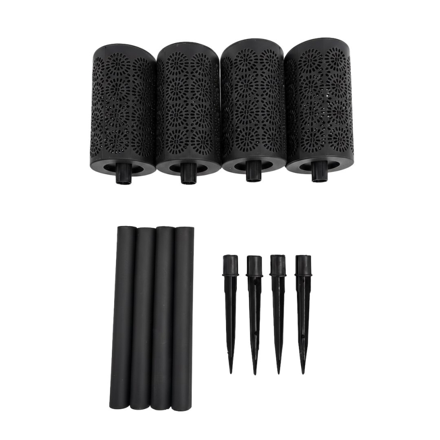 Set da 4 lampade solari a LED DECOR, 1,2V 150 mAh, 3000K, 39 cm, IP44, nero