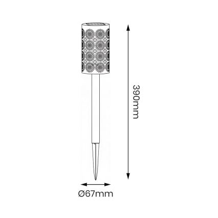 Set da 4 lampade solari a LED DECOR, 1,2V 150 mAh, 3000K, 39 cm, IP44, nero