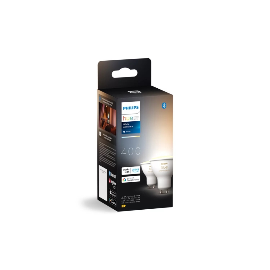 Confezione da 4 lampadine LED dimmerabili Philips Hue WHITE AMBIANCE GU10/4,2W/230V 2200-6500K