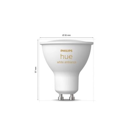 Confezione da 4 lampadine LED dimmerabili Philips Hue WHITE AMBIANCE GU10/4,2W/230V 2200-6500K
