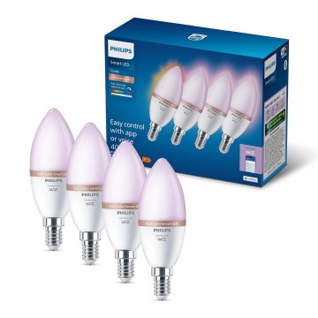 Set da 4 lampadine LED RGB dimmerabili Philips SMART C37 E14/4,9W/230V 2200-6500K