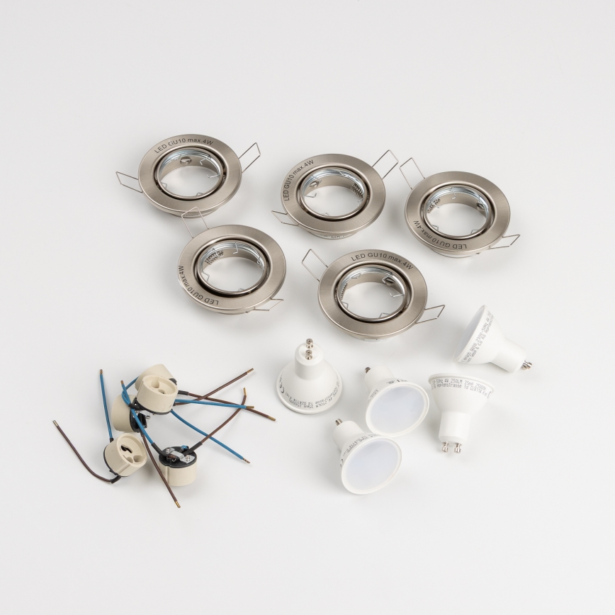 Set da 5 faretti da incasso per bagno 1xGU10/4W/230V IP23 cromo opaco