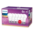 Set da 6 lampadine LED Philips A60 B22/13W/230V 2700K