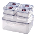 Set da 7 contenitori per alimenti LOCK, blu/trasparente