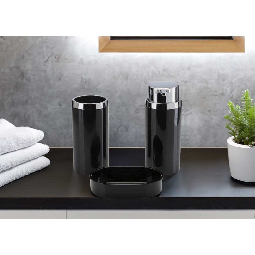 Set da bagno CARMEN 5 pz nero/cromo lucido